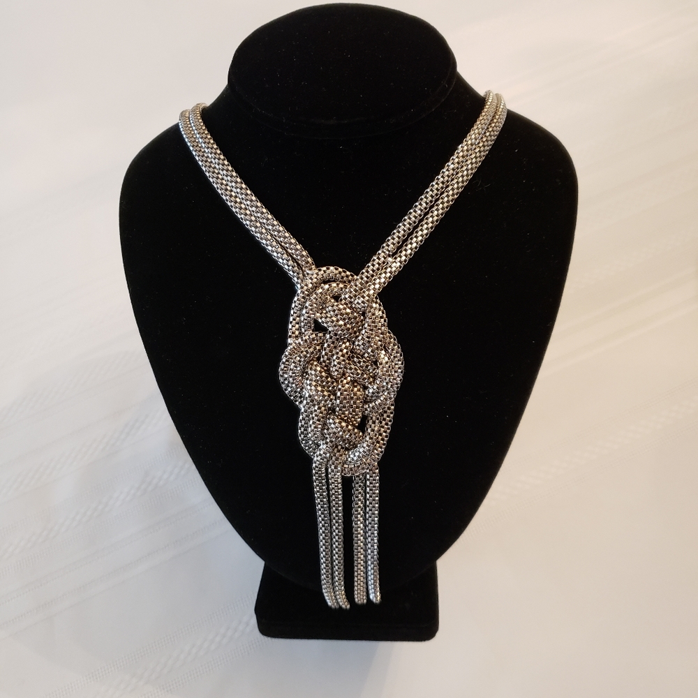 Celtic Knot weave Silver tone Necklace - Picture 2 of 5